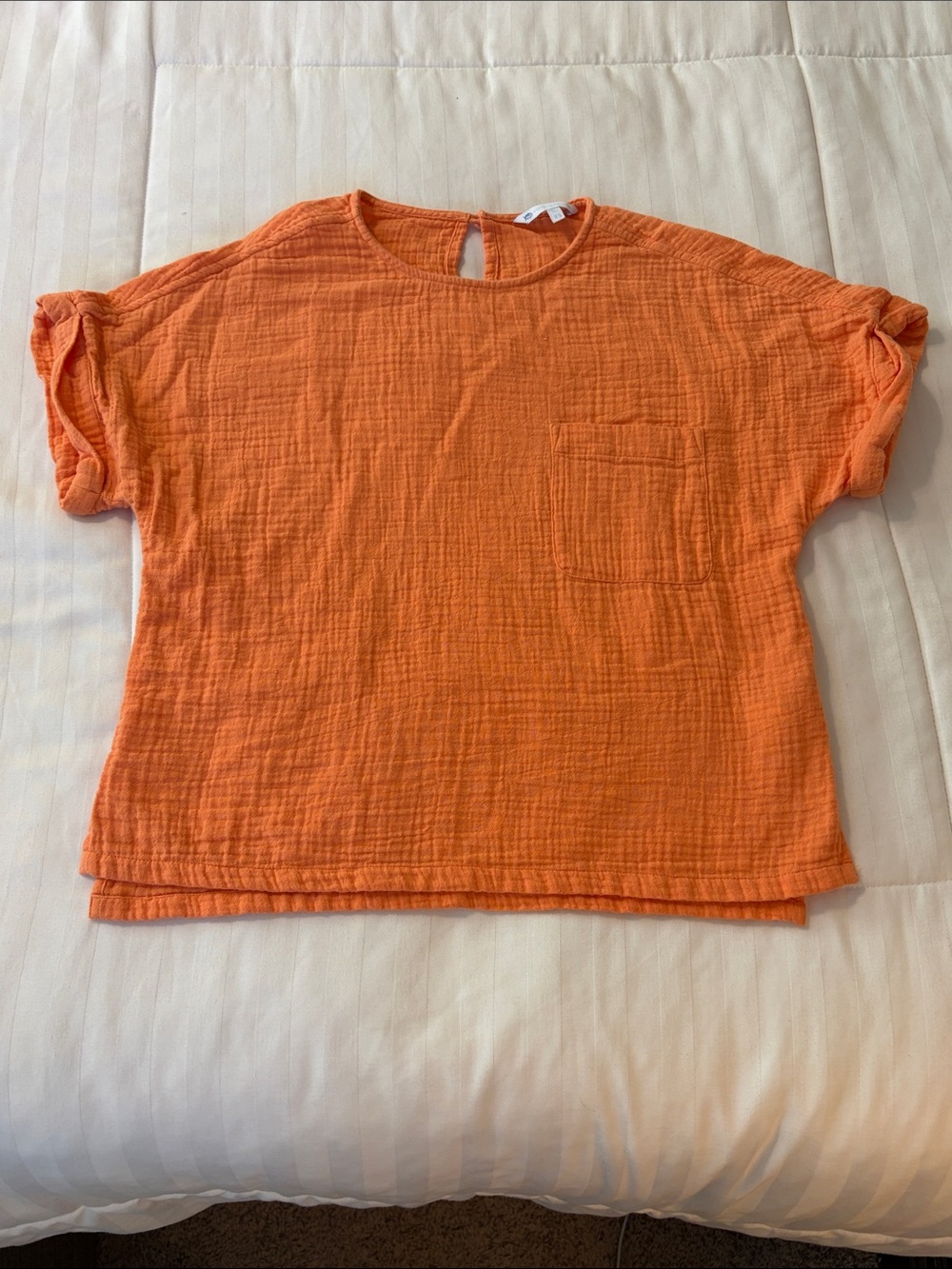 Southern Tide Orange Short-Sleeve Textured pocket Tee
